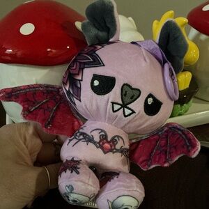 Edgy Pink Bat Plush with Gothic Details